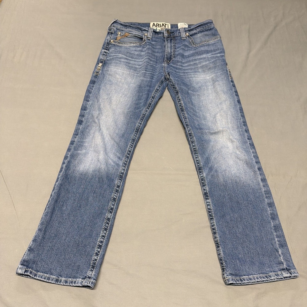 Ariat M7 Rocker Straight Jeans 35x30 (36x30) Actual Blue Stretch Western Denim